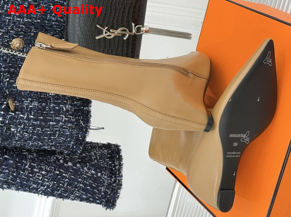 Hermes Leonie 55 Ankle Boot in Tan Calfskin Replica