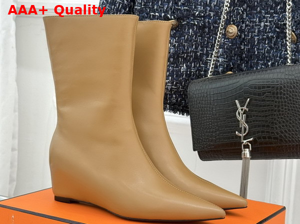 Hermes Leonie 55 Ankle Boot in Tan Calfskin Replica