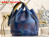 Hermes Licol Hermes 17 Bag in Evercolor Calfskin Blue Graffiti Replica