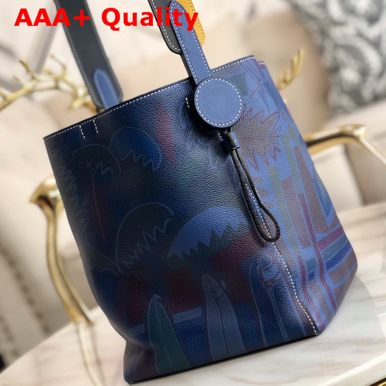Hermes Licol Hermes 17 Bag in Evercolor Calfskin Blue Graffiti Replica