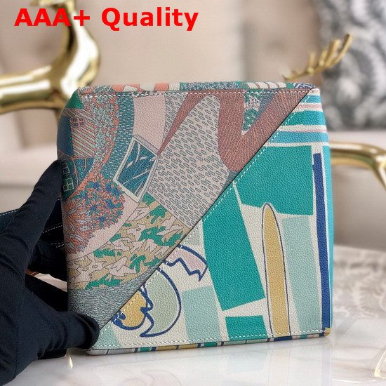 Hermes Licol Hermes 17 Bag in Evercolor Calfskin Turquoise Graffiti Replica