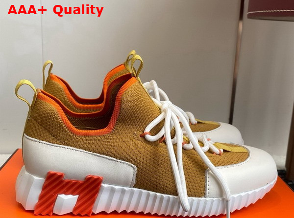 Hermes Lift Slip On Sneaker in Knit and Calfskin Multicolore Beige Lin Replica