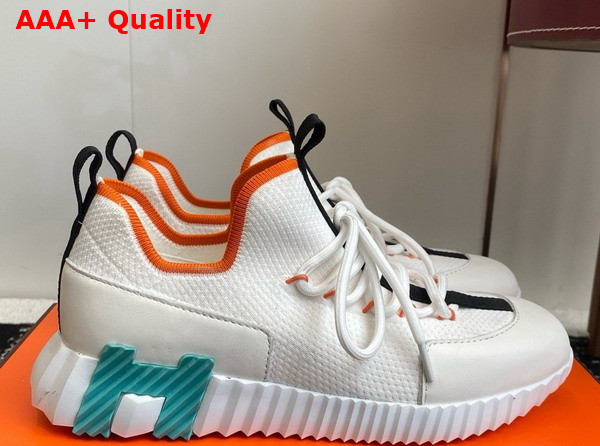 Hermes Lift Slip On Sneaker in Knit and Calfskin Multicolore Blanc Replica