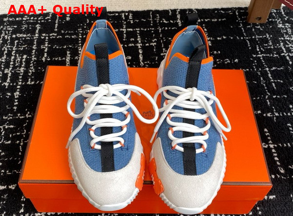 Hermes Lift Slip On Sneaker in Knit and Suede Goatskin Multicolor Blue Replica