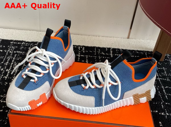 Hermes Lift Slip On Sneaker in Knit and Suede Goatskin Multicolor Blue Replica