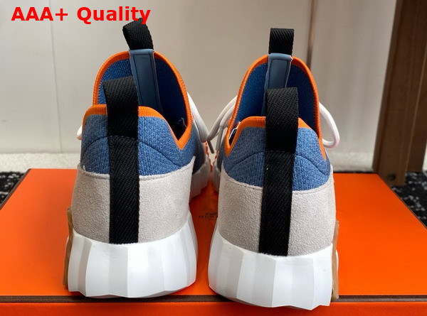 Hermes Lift Slip On Sneaker in Knit and Suede Goatskin Multicolor Blue Replica