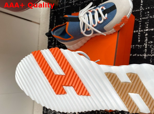 Hermes Lift Slip On Sneaker in Knit and Suede Goatskin Multicolor Blue Replica