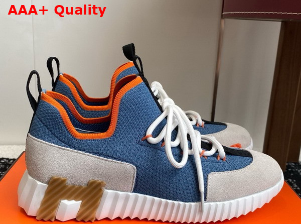 Hermes Lift Slip On Sneaker in Knit and Suede Goatskin Multicolor Blue Replica