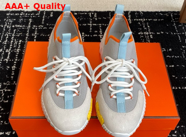Hermes Lift Slip On Sneaker in Knit and Suede Goatskin Multicolor Grey Replica