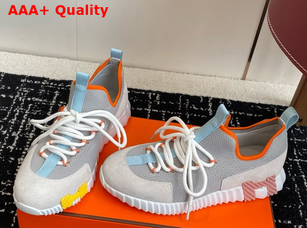 Hermes Lift Slip On Sneaker in Knit and Suede Goatskin Multicolor Grey Replica