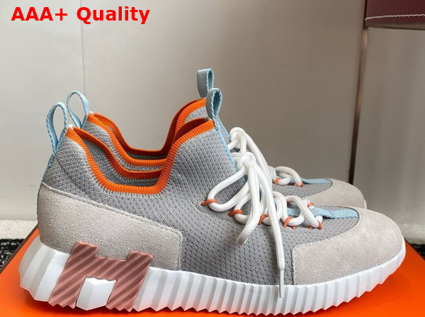 Hermes Lift Slip On Sneaker in Knit and Suede Goatskin Multicolor Grey Replica