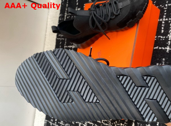 Hermes Lift Slip On Sneaker in Noir Knit and Suede Goatskin Replica