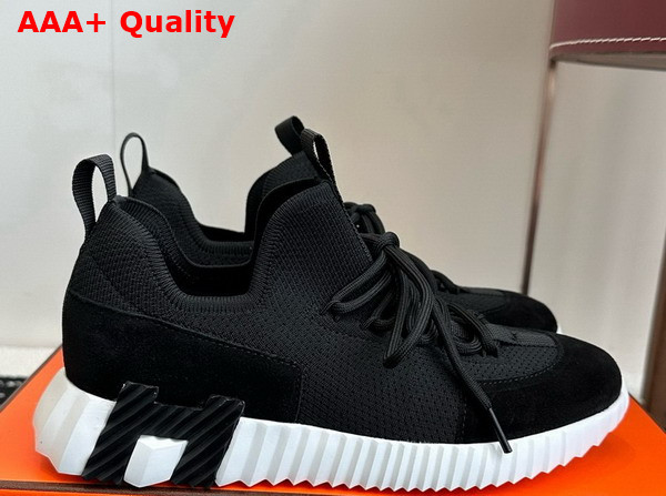 Hermes Lift Slip On Sneaker in Noir Knit and Suede Goatskin Replica