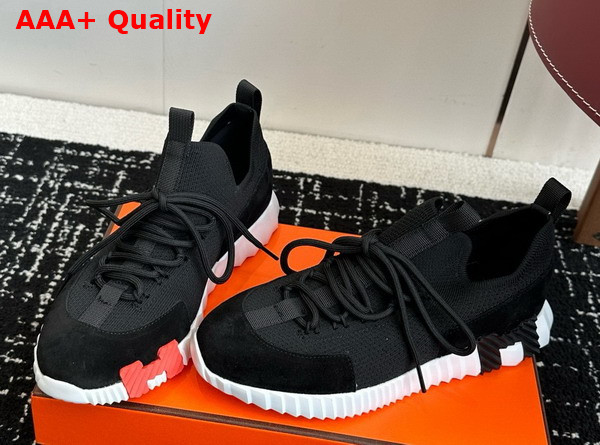 Hermes Lift Slip On Sneaker in Noir Knit and Suede Goatskin Replica