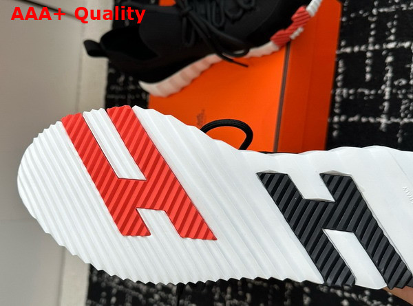 Hermes Lift Slip On Sneaker in Noir Knit and Suede Goatskin Replica