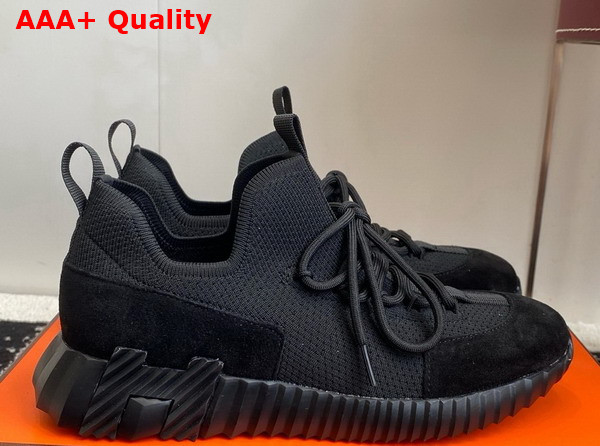 Hermes Lift Slip On Sneaker in Noir Knit and Suede Goatskin Replica