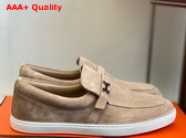 Hermes Like Loafer in Beige Sable Suede Calfskin Replica