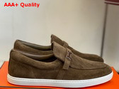 Hermes Like Loafer in Etoupe Suede Calfskin Replica