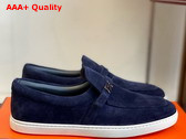 Hermes Like Loafer in Marine Suede Calfskin Replica