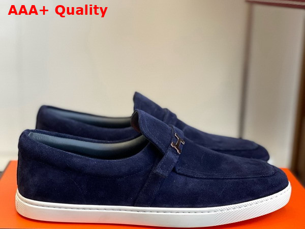 Hermes Like Loafer in Marine Suede Calfskin Replica