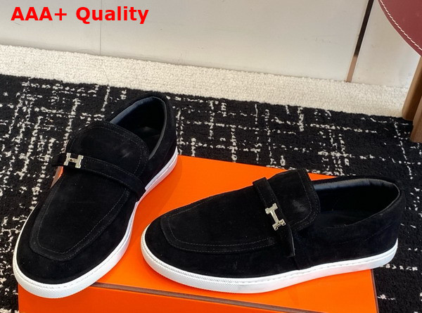 Hermes Like Loafer in Noir Suede Calfskin Replica