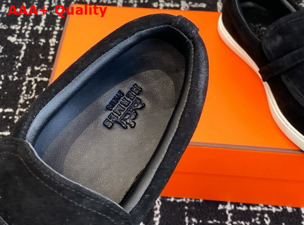 Hermes Like Loafer in Noir Suede Calfskin Replica
