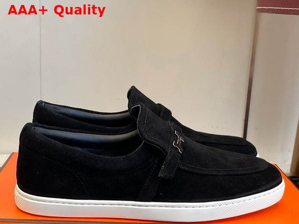 Hermes Like Loafer in Noir Suede Calfskin Replica