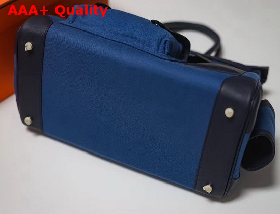 Hermes Limited Edition Cargo Birkin 35 cm Blue Swift Calfskin and Canvas Replica