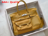 Hermes Limited Edition Cargo Birkin 35 cm Jaune Ambre Swift and Canvas Replica