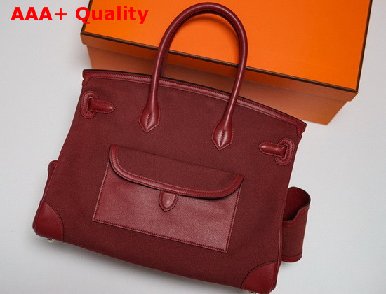 Hermes Limited Edition Cargo Birkin 35 cm Wine Swift and Canvas Replica