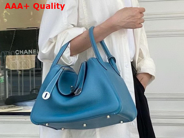 Hermes Lindy 26 Bag in Blue Taurillon Clemence Leather Replica