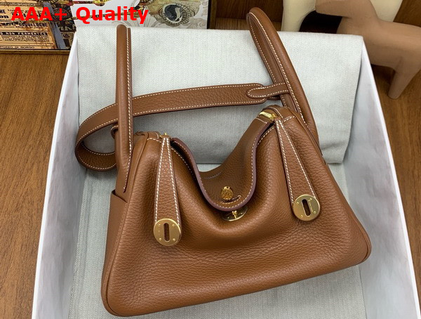 Hermes Lindy 26 Bag in Gold Brown Taurillon Clemence Leather Replica