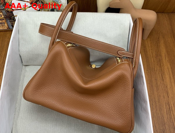 Hermes Lindy 26 Bag in Gold Brown Taurillon Clemence Leather Replica