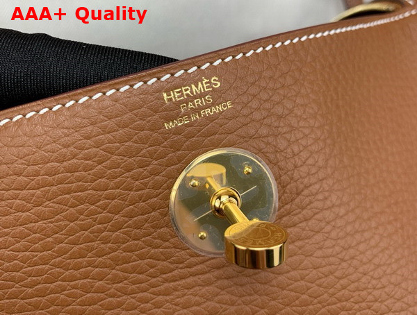 Hermes Lindy 26 Bag in Gold Brown Taurillon Clemence Leather Replica