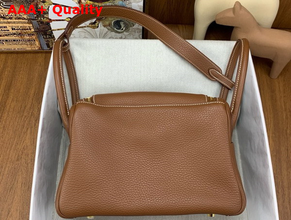 Hermes Lindy 26 Bag in Gold Brown Taurillon Clemence Leather Replica