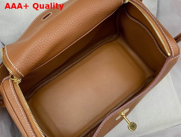 Hermes Lindy 26 Bag in Gold Brown Taurillon Clemence Leather Replica