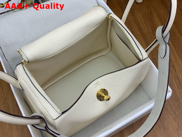 Hermes Lindy 26 Bag in Milk White Taurillon Clemence Leather with Gold Hardware Replica
