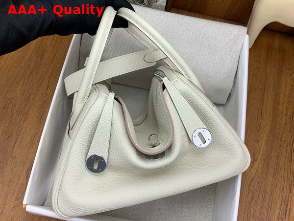Hermes Lindy 26 Bag in Milk White Taurillon Clemence Leather with Silver Hardware Replica