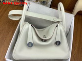 Hermes Lindy 26 Bag in Milk White Taurillon Clemence Leather with Silver Hardware Replica