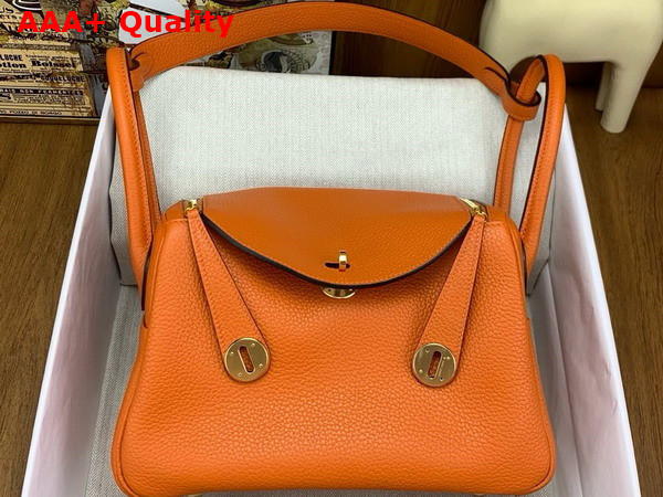 Hermes Lindy 26 Bag in Orange Taurillon Clemence Leather Replica