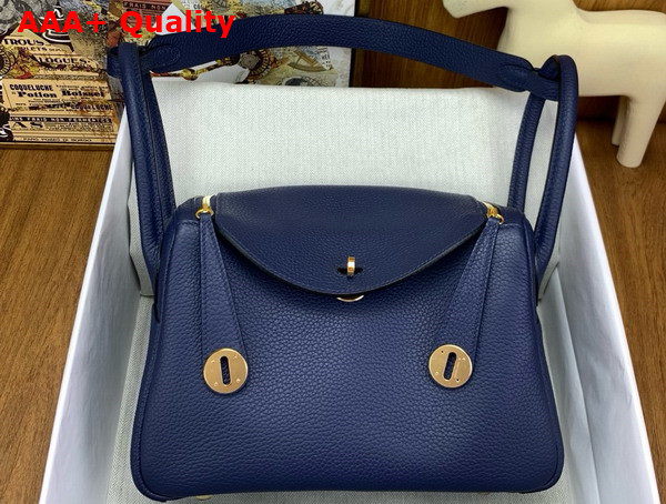 Hermes Lindy 26 Bag in Sapphire Blue Taurillon Clemence Leather Replica