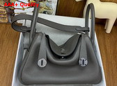 Hermes Lindy 26 in Dark Grey Taurillon Clemence Leather Replica