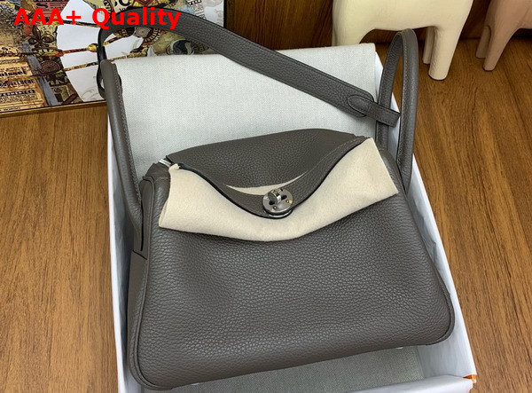 Hermes Lindy 26 in Dark Grey Taurillon Clemence Leather Replica