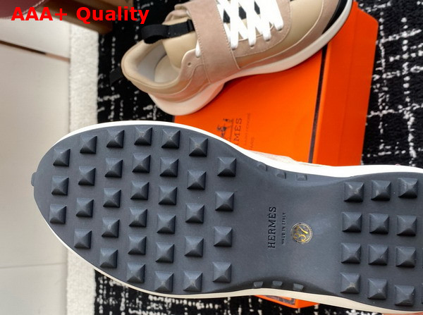 Hermes Loop Sneaker Beige Galet Calfskin and Suede Goatskin Replica