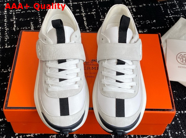 Hermes Loop Sneaker Blanc Calfskin and Suede Goatskin Replica