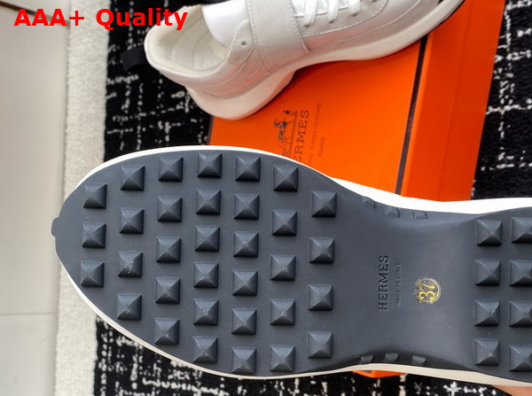 Hermes Loop Sneaker Blanc Calfskin and Suede Goatskin Replica