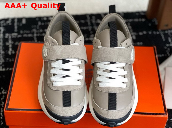 Hermes Loop Sneaker Galet Gray Calfskin and Suede Goatskin Replica