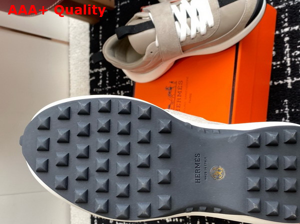 Hermes Loop Sneaker Galet Gray Calfskin and Suede Goatskin Replica