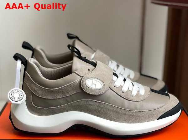Hermes Loop Sneaker Galet Gray Calfskin and Suede Goatskin Replica