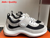Hermes Loop Sneaker Noir Blanc Parachute Fabric and Suede Goatskin Replica